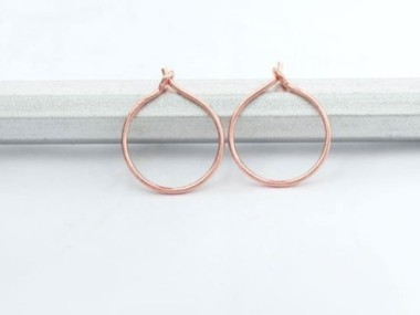 2 pairs of Sterling Silver Rose Gold Vermeil Style Hoop Earrings 15mm.