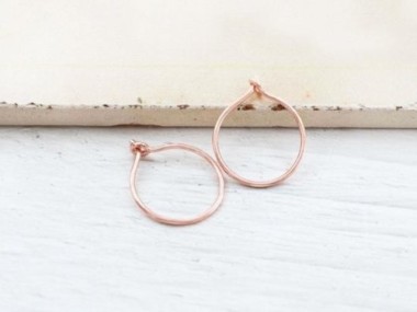 Sterling Silver Rose Gold Vermeil Style Hoop Earrings 15mm.