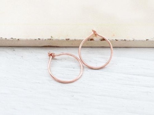 2 pairs of Sterling Silver Rose Gold Vermeil Style Hoop Earrings 15mm.