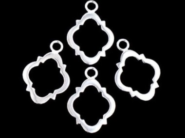 4 of 925 Sterling Silver Moroccan Style Drop Charms 11x15 mm. Polish Finished