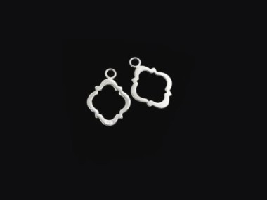 925 Sterling Silver Moroccan Style Drop Charms 11x15 mm.