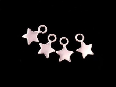 925 Sterling Silver Rose Gold Vermeil Style Star Charms 6 mm.