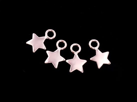 4 of 925 Sterling Silver Rose Gold Vermeil Style Star Charms 6 mm.