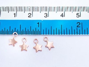 925 Sterling Silver Rose Gold Vermeil Style Star Charms 6 mm.