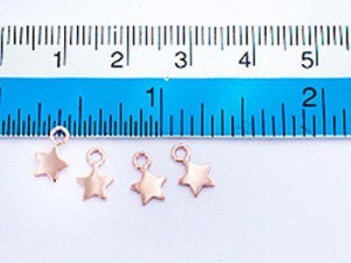 4 of 925 Sterling Silver Rose Gold Vermeil Style Star Charms 6 mm.