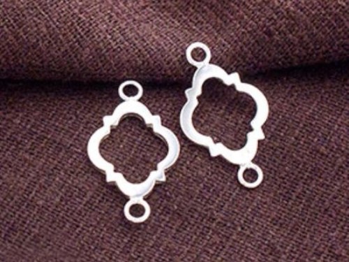 4 of 925 Sterling Silver Moroccan Style Drop Links, Connectors 11x15 mm. Polish Finished