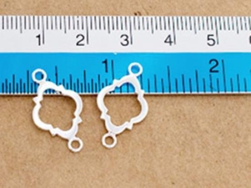 4 of 925 Sterling Silver Moroccan Style Drop Links, Connectors 11x15 mm. Polish Finished