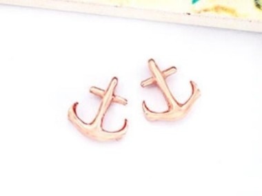 925 Sterling Silver Rose Gold Vermeil Style Anchor Charms 8x10mm.