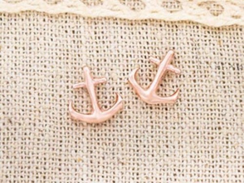 2 of 925 Sterling Silver Rose Gold Vermeil Style Anchor Charms 8x10mm.