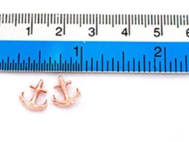 925 Sterling Silver Rose Gold Vermeil Style Anchor Charms 8x10mm.