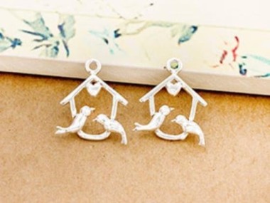 925 Sterling Silver Bird Charms 14mm.