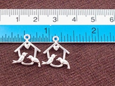 925 Sterling Silver Bird Charms 14mm.