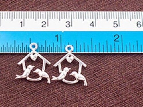 2 of 925 Sterling Silver Bird Charms 14mm.