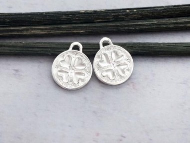 925 Sterling Silver Clover Disc Charms 10mm.