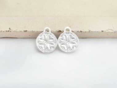 925 Sterling Silver Clover Disc Charms 10mm.