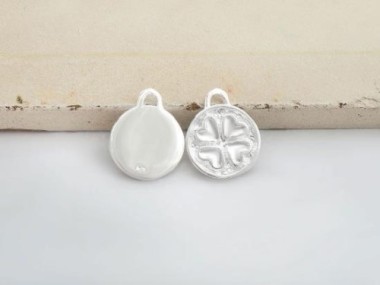 925 Sterling Silver Clover Disc Charms 10mm.