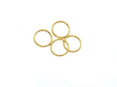 925 Sterling Silver Gold Vermeil Style Diamond Cut Circle Links, Connectors 12x1 mm.