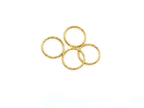 4 of 925 Sterling Silver Gold Vermeil Style Diamond Cut Circle Links, Connectors 12x1 mm. Polish Finished