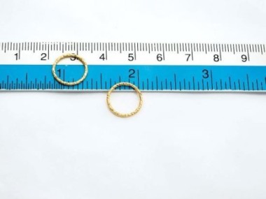 925 Sterling Silver Gold Vermeil Style Diamond Cut Circle Links, Connectors 12x1 mm.