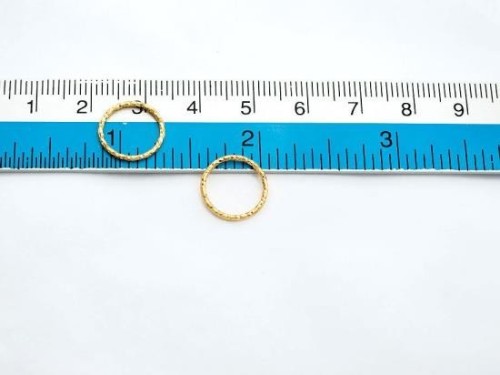 4 of 925 Sterling Silver Gold Vermeil Style Diamond Cut Circle Links, Connectors 12x1 mm. Polish Finished