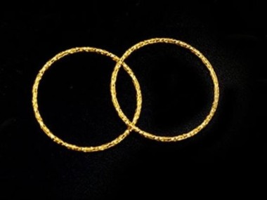 925 Sterling Silver Gold Vermeil Style Diamond Cut Circle Rings, Connectors 20x1 mm.