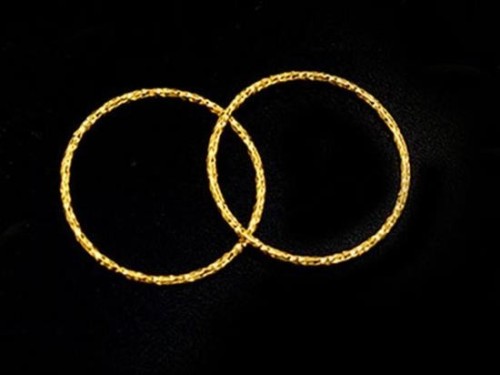 2 of 925 Sterling Silver Gold Vermeil Style Diamond Cut Circle Rings, Connectors 20x1 mm. Polish Finished