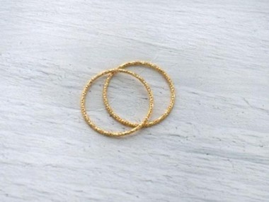 925 Sterling Silver Gold Vermeil Style Diamond Cut Circle Rings, Connectors 20x1 mm.