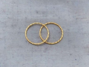 925 Sterling Silver Gold Vermeil Style Diamond Cut Circle Rings, Connectors 20x1 mm.