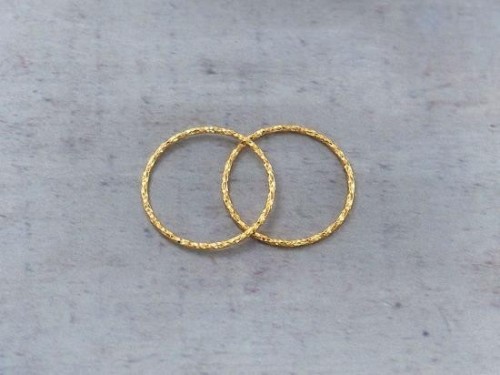 2 of 925 Sterling Silver Gold Vermeil Style Diamond Cut Circle Rings, Connectors 20x1 mm. Polish Finished