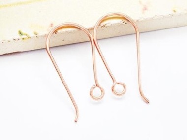 925 Sterling Silver Rose Gold Vermeil Style Earwires 11x19 mm.