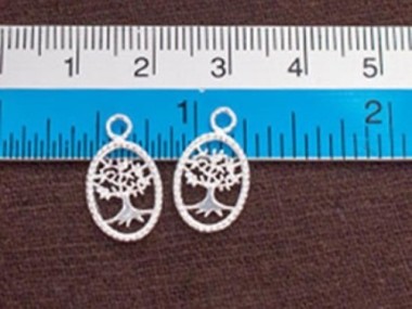 925 Sterling Silver Tree of Life Oval Charms 10x13.5 mm.