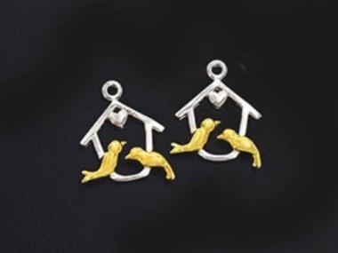 925 Sterling Silver Bird Charms 14mm.