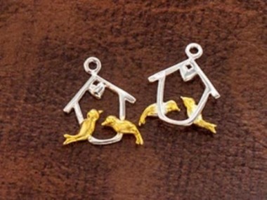 925 Sterling Silver Bird Charms 14mm.