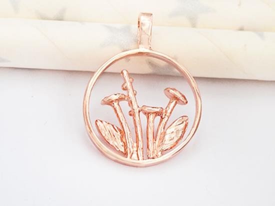 1 of 925 Sterling Silver Rose Gold Vermeil Style Wild Flower Pendant 15 mm .