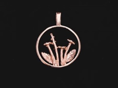 925 Sterling Silver Rose Gold Vermeil Style Wild Flower Pendant 15 mm