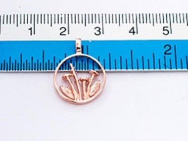 925 Sterling Silver Rose Gold Vermeil Style Wild Flower Pendant 15 mm