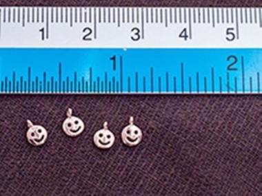 925 Sterling Silver Rose Gold Vermeil Style Little Smiley Charms 4 mm.