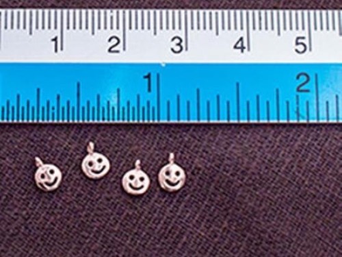 4 of 925 Sterling Silver Rose Gold Vermeil Style Little Smiley Charms 4 mm.