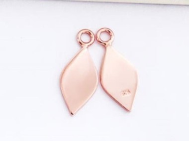 925 Sterling Silver Rose Gold Vermeil Style Drop Charms 7x13.5mm.