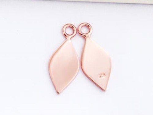 2 of 925 Sterling Silver Rose Gold Vermeil Style Drop Charms 7x13.5mm. , Polish Finished