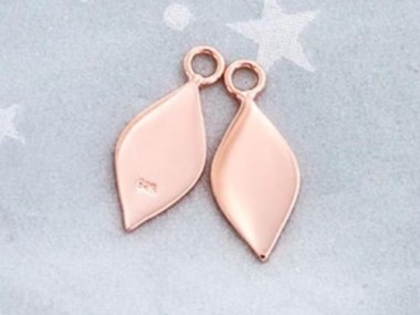 925 Sterling Silver Rose Gold Vermeil Style Drop Charms 7x13.5mm.