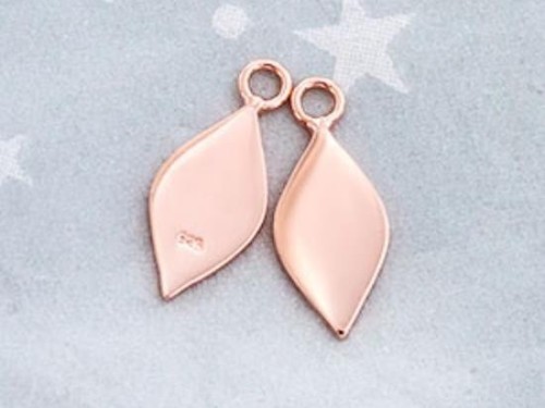 2 of 925 Sterling Silver Rose Gold Vermeil Style Drop Charms 7x13.5mm. , Polish Finished