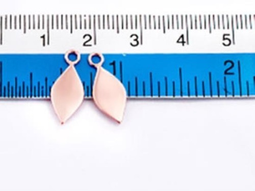 2 of 925 Sterling Silver Rose Gold Vermeil Style Drop Charms 7x13.5mm. , Polish Finished