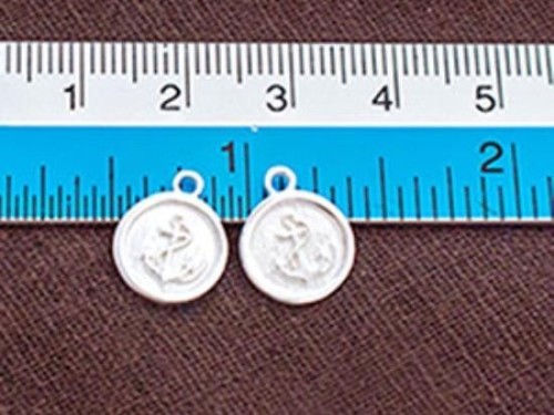 2 of 925 Sterling Silver Anchor Printed Charms 10.5mm.