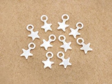 925 Sterling Silver Star Charms 4mm.