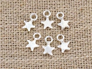 925 Sterling Silver Star Charms 4mm.