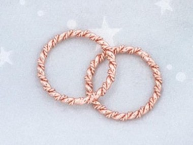 925 Sterling Silver Rose Gold Vermeil Style Twisted Circle Links, Connectors 18 mm.