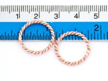 925 Sterling Silver Rose Gold Vermeil Style Twisted Circle Links, Connectors 18 mm.