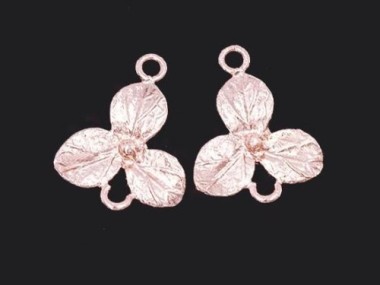 2 of 925 Sterling Silver Rose Gold Vermeil Style Flower Links,Connectors 10x13 mm.