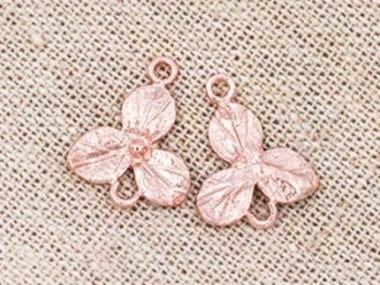 925 Sterling Silver Rose Gold Vermeil Style Flower Links,Connectors 10x13 mm.